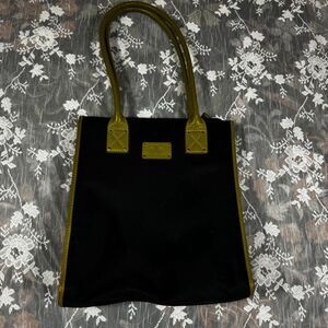 Rowallan of Scotland Black Nylon & Olive Green Leather Tote Bag
